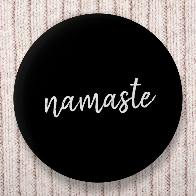 Namaste | Black Yoga Modern Spiritual Meditation 6 Cm Round Badge (Creator Uploaded)