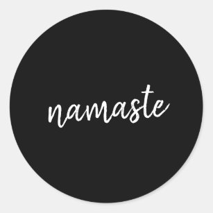 Namaste   Black Yoga Modern Spiritual Meditation Classic Round Sticker