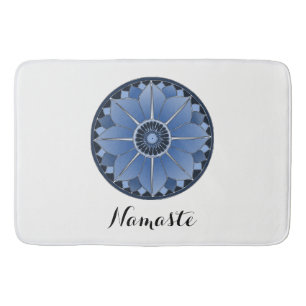 NAMASTE Blue Flower Spiritual Lotus Mandala Bath Mat