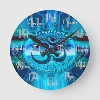 Namaste Blue Rainbow Round Clock