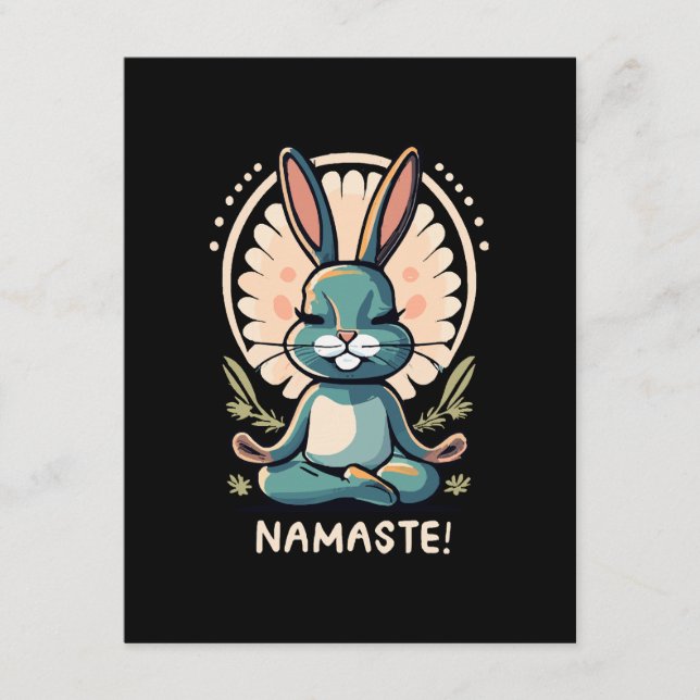 namaste bunny yoga rabbit meditation enclosure card (Front)