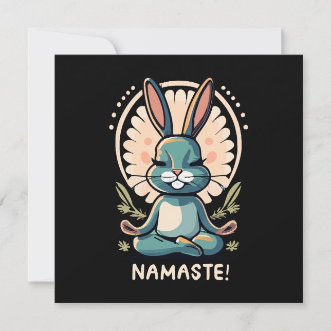 namaste bunny yoga rabbit meditation invitation (Front)