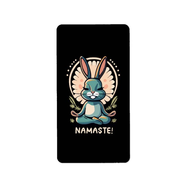 namaste bunny yoga rabbit meditation label (Front)