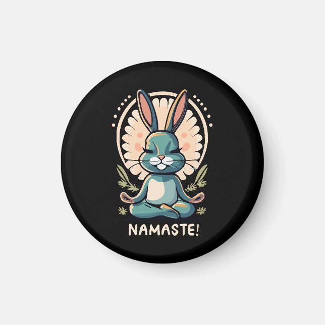namaste bunny yoga rabbit meditation magnet (Front)