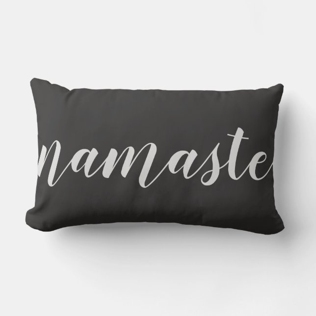 Namaste calligraphy quote decorative lumbar pillow (Front)