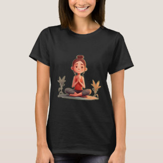 Namaste cartoon girl meditating T-Shirt