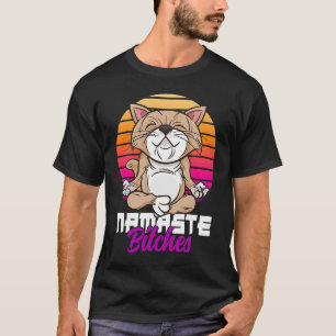 Namaste Cat Yoga Positive Vibes Sarcastic T-Shirt