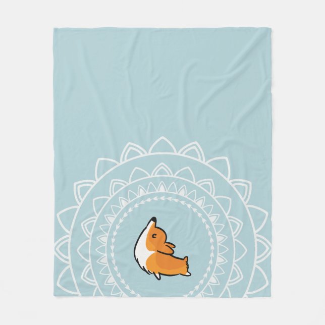 Namaste Corgi Fleece Throw Blanket (Front)