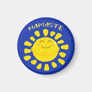 Namaste Cute Praying Sun Cartoon Magnet