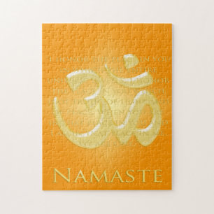 Namaste Definition with Om Symbol - on Orange Jigsaw Puzzle
