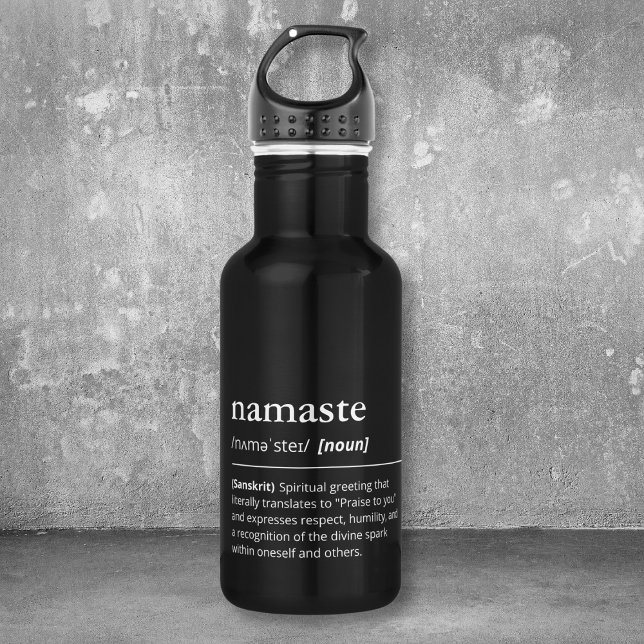 Namaste Definition Yoga accessory black and white 532 Ml Water Bottle (Creator Uploaded)
