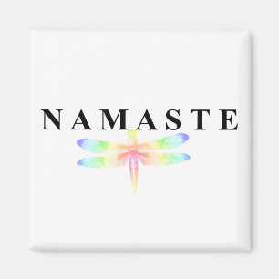 Namaste Dragonfly Square Magnet