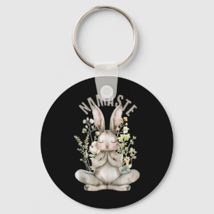 Namaste Easter Rabbit Zen Yoga Inner Peace Spiritu Key Ring