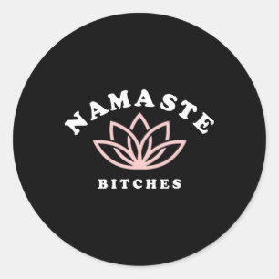 Namaste Es Lotus Flower Funny Yoga Gift For Women Classic Round Sticker