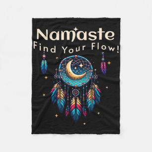 Namaste Find Your Flow Crescent Moon Dreamcatcher Fleece Blanket