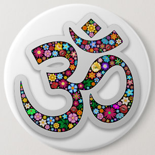 Namaste Floral Symbol Art 6 Cm Round Badge