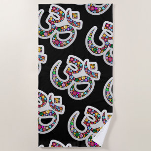 Namaste Floral Symbol Art Beach Towel