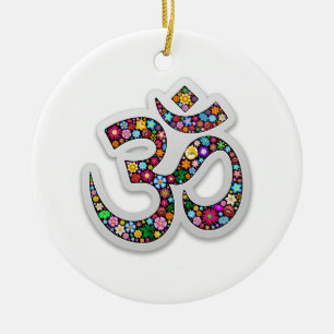 Namaste Floral Symbol Art Ceramic Tree Decoration