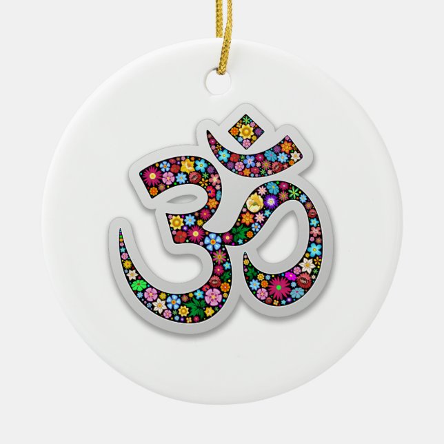 Namaste Floral Symbol Art Ceramic Tree Decoration (Front)