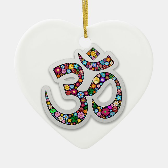 Namaste Floral Symbol Art Ceramic Tree Decoration (Front)