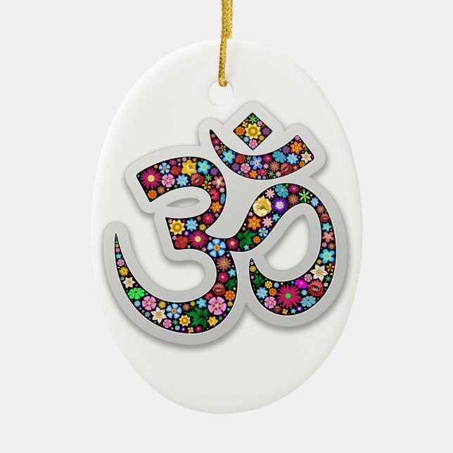 Namaste Floral Symbol Art Ceramic Tree Decoration (Front)