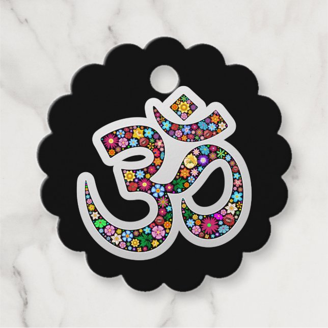 Namaste Floral Symbol Art Favour Tags (Front)