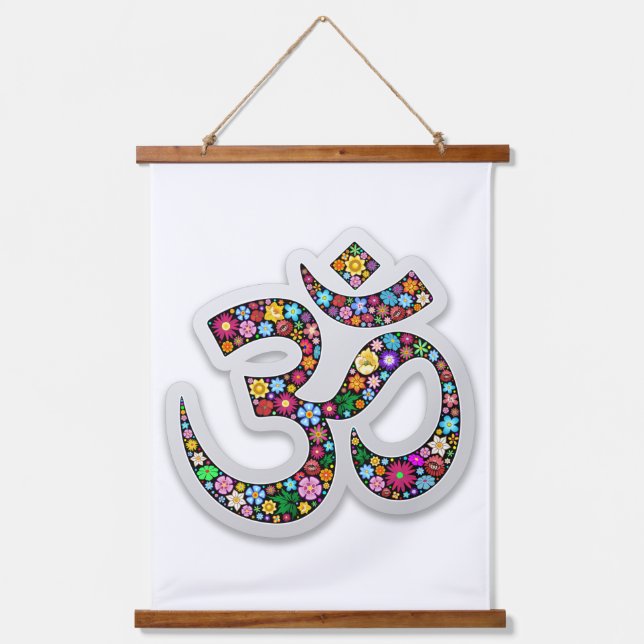 Namaste Floral Symbol Art Hanging Tapestry (Front)