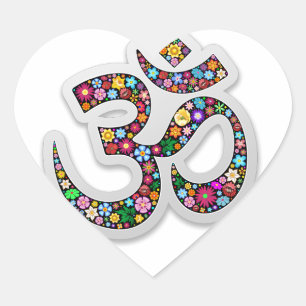 Namaste Floral Symbol Art Heart Sticker