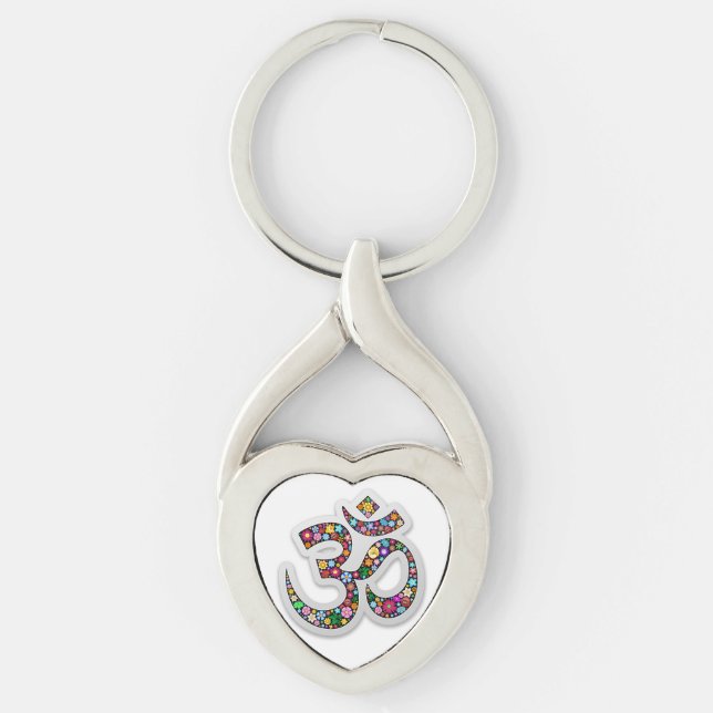 Namaste Floral Symbol Art Key Ring (Front)