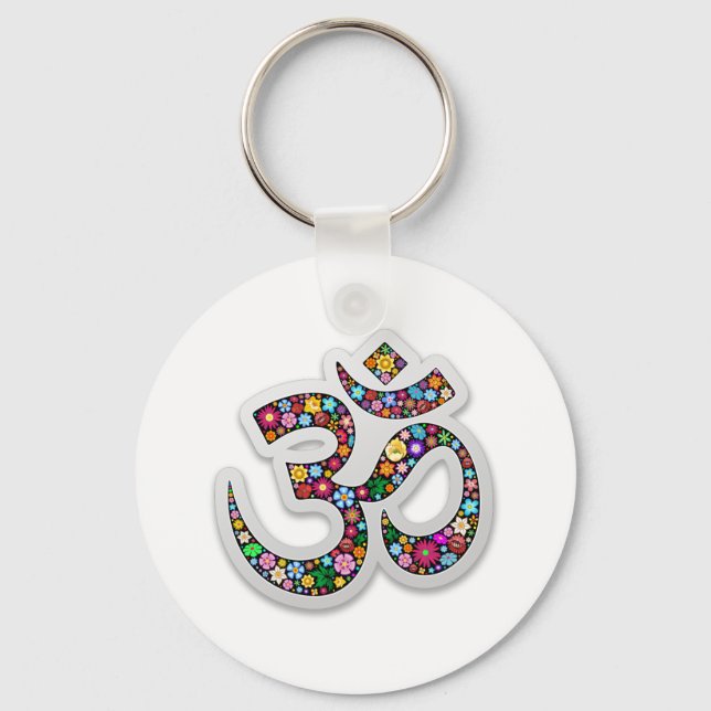 Namaste Floral Symbol Art Key Ring (Front)