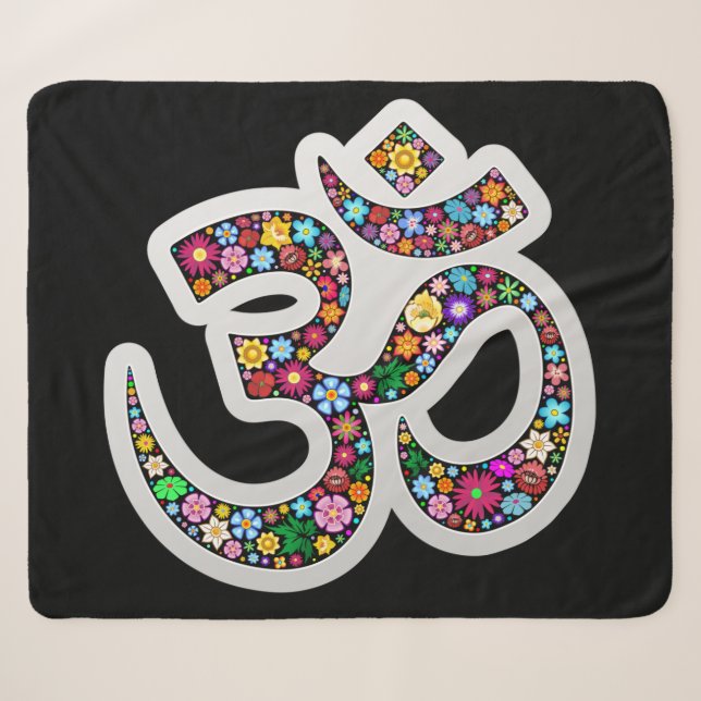Namaste Floral Symbol Art Sherpa Blanket (Front (Horizontal))