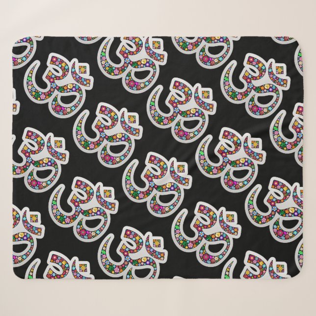 Namaste Floral Symbol Art Sherpa Blanket (Front (Horizontal))