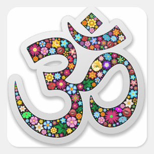Namaste Floral Symbol Art Square Sticker