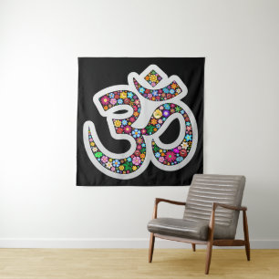 Namaste Floral Symbol Art Tapestry