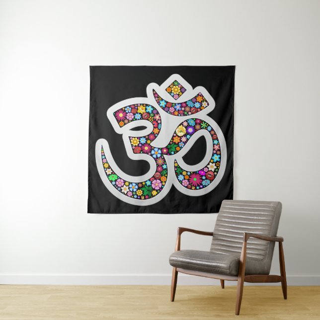 Namaste Floral Symbol Art Tapestry (In Situ)