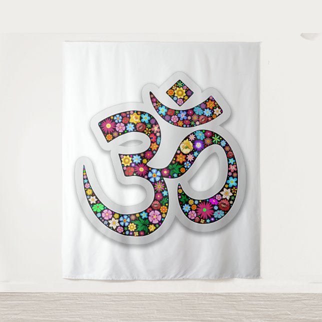 Namaste Floral Symbol Art Tapestry (Front)