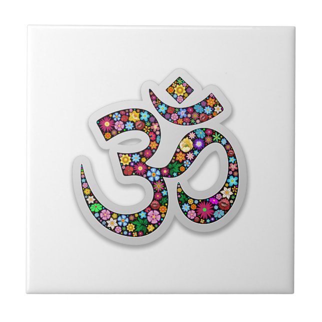 Namaste Floral Symbol Art Tile (Front)