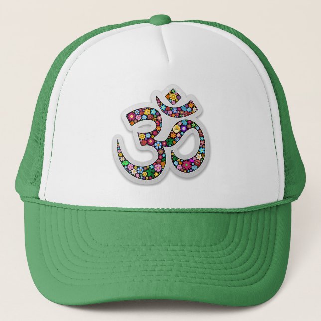 Namaste Floral Symbol Art Trucker Hat (Front)