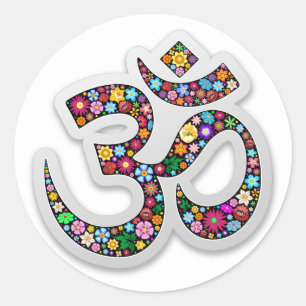 Namaste Floral Yoga Symbol Classic Round Sticker