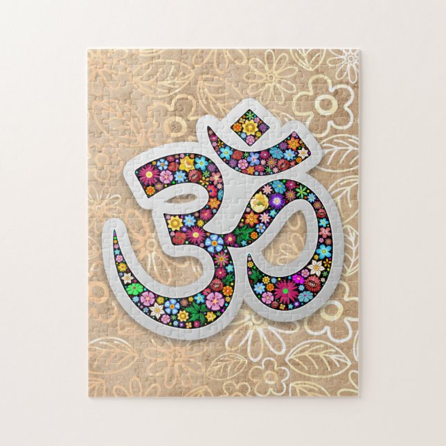 Namaste Floral Yoga Symbol  Jigsaw Puzzle (Vertical)