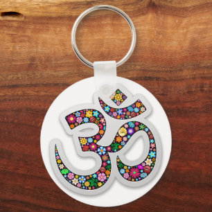 Namaste Floral Yoga Symbol Key Ring