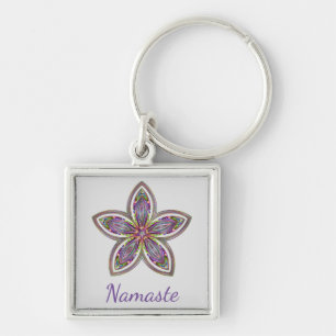 Namaste flower mandala key ring