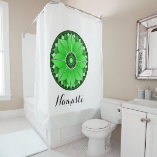 NAMASTE Green Lotus Mandala New Age Personalised Shower Curtain