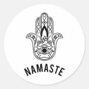 Namaste Hand Hamsa Yoga Hinduism Vedas Ohm Classic Round Sticker