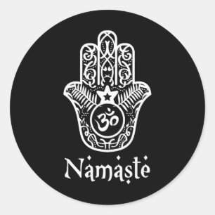 Namaste Hand Hamsa Yoga Hinduism Vedas Ohm T Shirt Classic Round Sticker