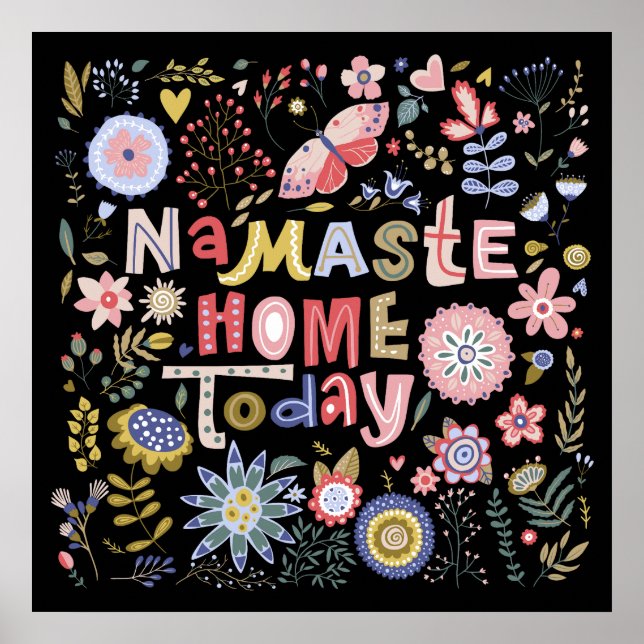 Namaste Home Today Folk Art Flowers Poster (Front)