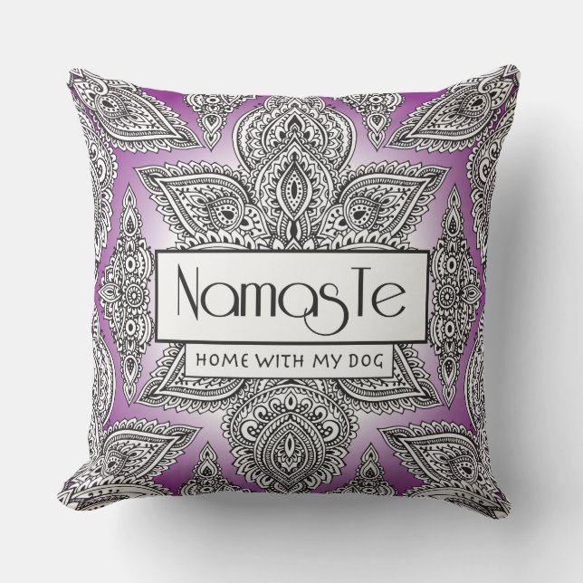 Namaste Home with my Dog Yoga mandala Inspired Cushion (Front)