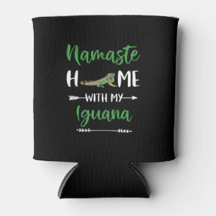 Namaste Home With My Iguana Funny Iguana And Yoga Can Cooler