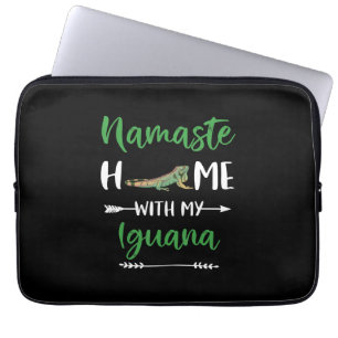 Namaste Home With My Iguana Funny Iguana And Yoga Laptop Sleeve