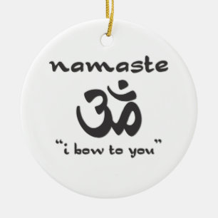 Namaste - I bow to you (in black) Ceramic Tree Decoration